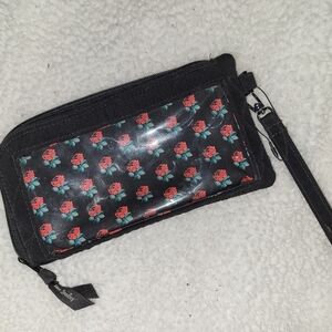 Vera Bradley Quilted Black Wristlet Wallet with Phone Case Window